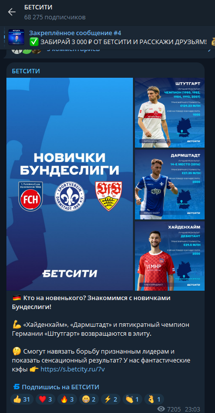телеграмм БЕТСИТИ ставки