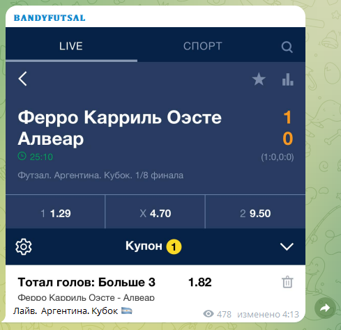 Телеграмм канал Bandyfutsa