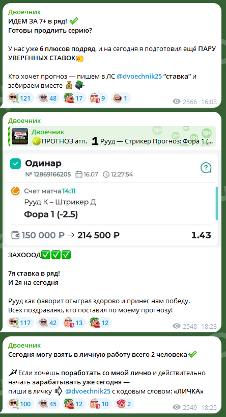 Двоечник каппер телеграмм