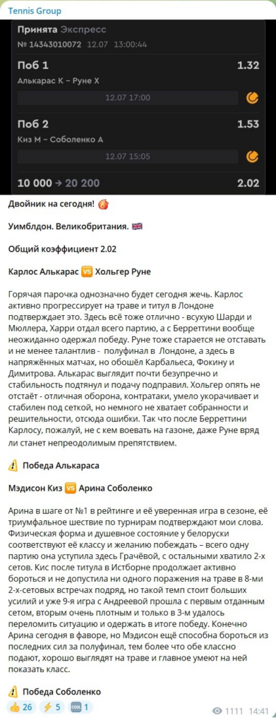 tennis group телеграмм