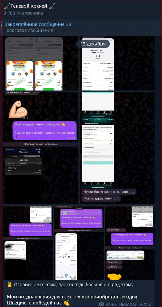 теневой хоккей каппер телеграм